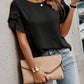 Elegant Round Neck Linen Petal Sleeves Blouse