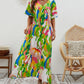 V-neck Floral Print Wide Swing Maxi Dress