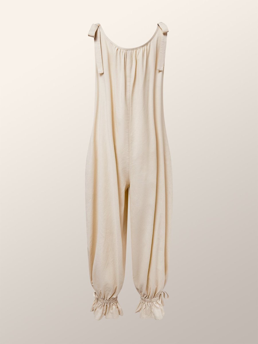 V-Neck Cotton Linen Sleeveless Jumpsuit