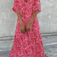 V-neck Printed Chiffon Maxi Dress