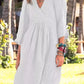 V-neck Cotton and Linen Casual Dress