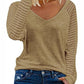 Striped Paneled Casual Long-sleeved T-shirt