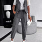 Stylish Stipe Graphic Vest and Pants Set