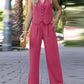 Stylish Vest Draped Back and Wide-leg Trousers Set