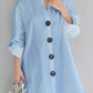 Large Button Cotton Solid Color Shirt