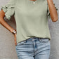 Elegant Round Neck Linen Petal Sleeves Blouse