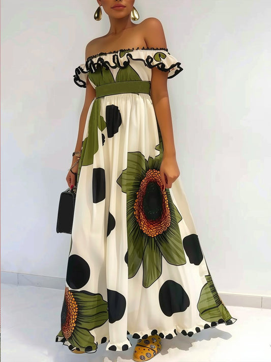 Elegant Off Shoulder Floral Dress