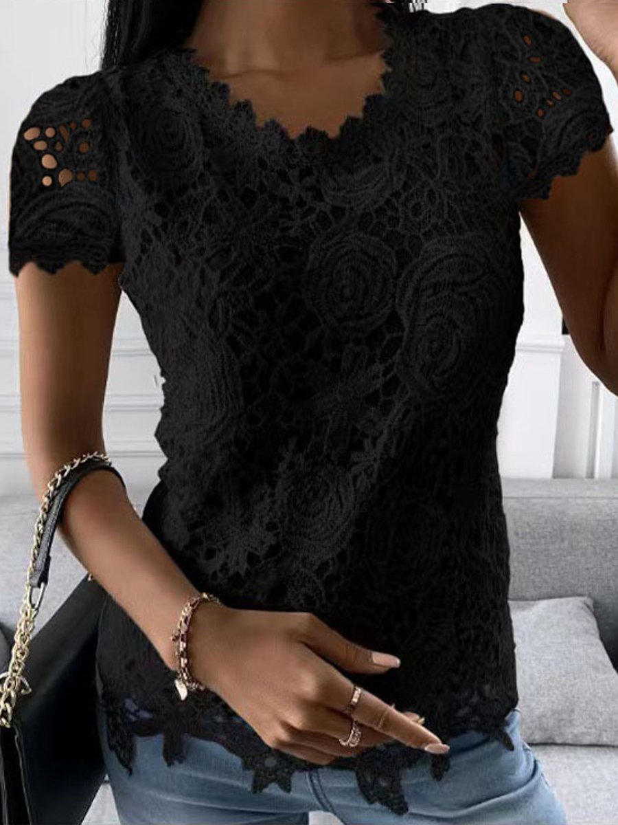 Crew Neck Lace T-Shirt