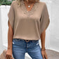 Flared Sleeves Lace-trimmed V-neck Blouse