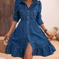 Lapel Long Sleeve Denim Dress