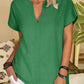 Basic V-neck Solid Color Short Sleeves T-shirt