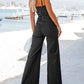 Stylish Spaghetti Strap Slim Fit Flare High Elasticity Denim Jumpsuit