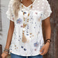 V-neck Lace Patchwork Chiffon Blouse