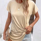 Irregularly Knotted Hem Short-sleeve T-shirt