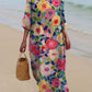 Cotton Linen Printed Patchwork Maxi Dress