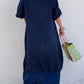 Cotton Linen Round Neck Pockets Dress