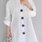 Large Button Cotton Solid Color Shirt