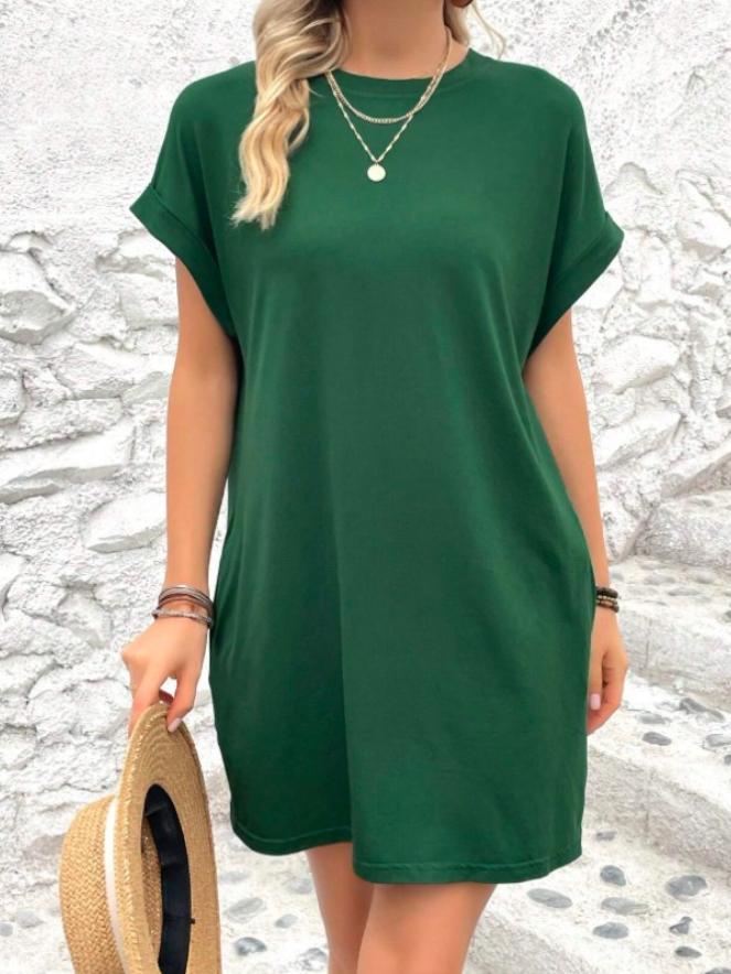 Batwing Sleeves Hidden Pockets Casual Dress