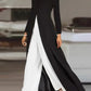 Long Sleeve Slit Dress and Pants Set