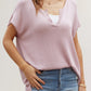 V-neck Solid Color Slit Loose Short-sleeved Sweater T-shirt