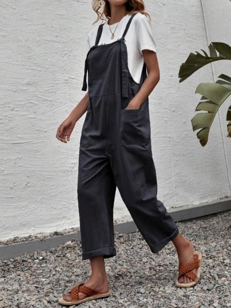 Leisure Oversize Solid Color Jumpsuits