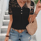 V neck Hollow-out lace Patchwork Shirt