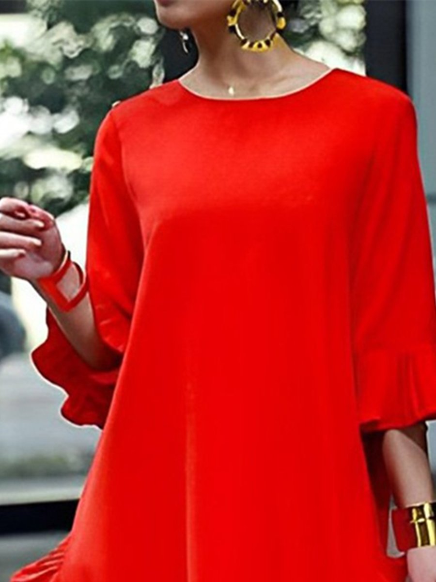 Elegant Ruffle Sleeve Midi Dress