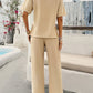 Leisure Solid Color Knitted Short Sleeves and Pants Set