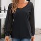 Striped Paneled Casual Long-sleeved T-shirt