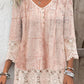 V-Neck Printed Lace T-Shirt