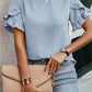 Elegant Round Neck Linen Petal Sleeves Blouse