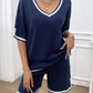 Stylish Casual Knitted Short Sleeves and Shorts Set