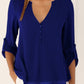 V-neck Faux Two-piece Chiffon Blouse