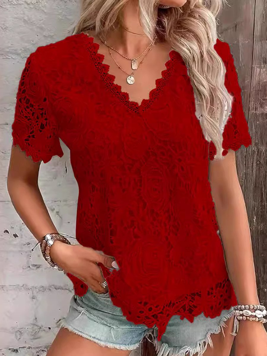 Lace Short-Sleeved T-Shirt