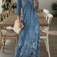 V-neck Long Sleeve Maxi Dress