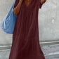 V-neck Cotton and Linen Maxi Dress