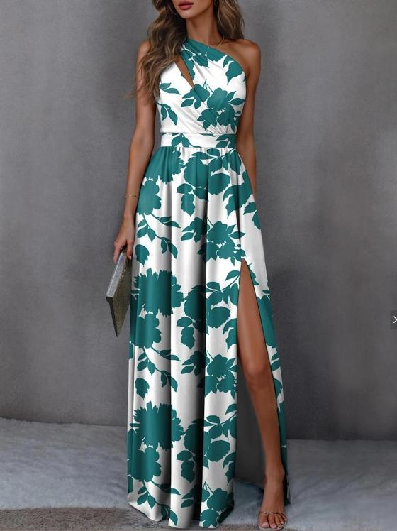 Elegant Off-shoulder High-waist Slit Evening Gown