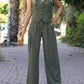 Stylish Vest Draped Back and Wide-leg Trousers Set