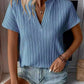 V-neck Striped Textured Short-sleeved T-shirt