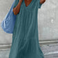 V-neck Cotton and Linen Maxi Dress