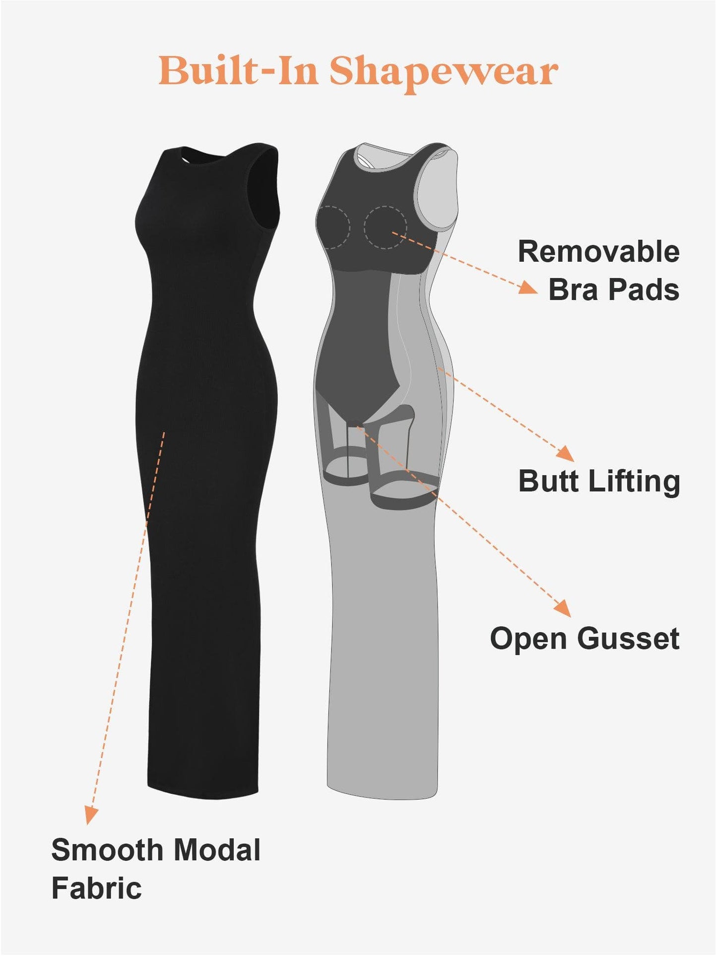 Nebula - Built-In Shapewear Crew Neck Sleeveless