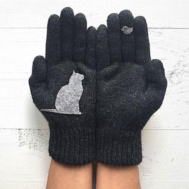 Casual Cartoon Printed Warm Gloves