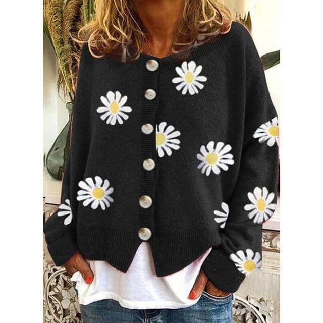 Elegant Casual Printed Knitted Coat