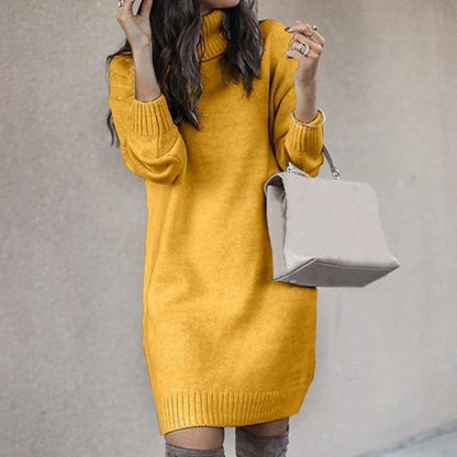 Elegant Solid Color Knitted Dress