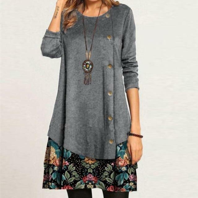 Casual Double-Layered Floral Print Dress