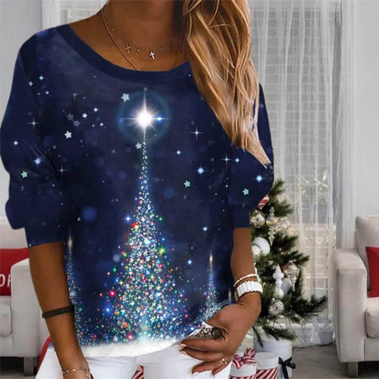 Christmas Print Casual Sweatshirt