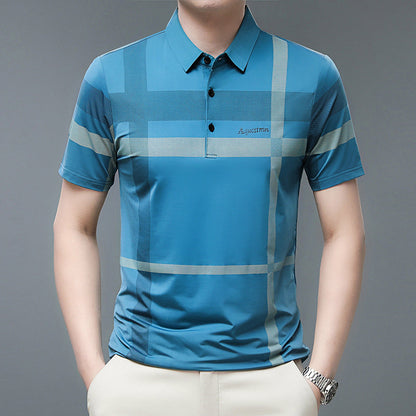 Men's Summer Striped Short Sleeve Lapel Shirt