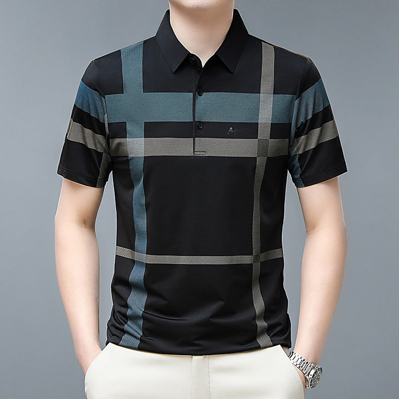 Men's Summer Striped Short Sleeve Lapel Shirt