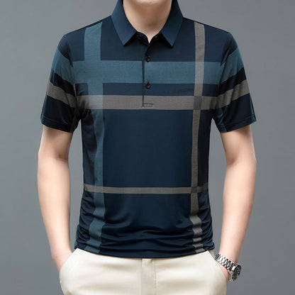 Men's Summer Striped Short Sleeve Lapel Shirt