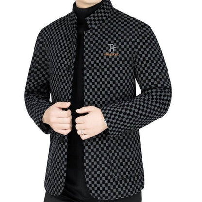 Men’s Trendy Checkered Warm Jacket with Pockets